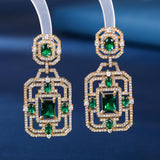 Load image into Gallery viewer, Women&#39;s Earrings Green Zirconia Diamond Dangle Earrings