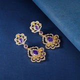 Load image into Gallery viewer, 【ODN-E2180】New Plant Flower Fashion Earrings Europe And The United States Heavy Industry Micro-set Color Zirconium Diamond Flower Water Drop Earrings
