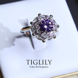 Load image into Gallery viewer, AAA Grade Luxury Purple Zirconia Rhodium Stone Rings for Women