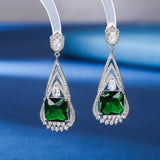 Load image into Gallery viewer, Women&#39;s Earrings Square Zirconia Diamond Dangle Earrings
