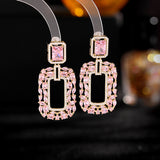 Load image into Gallery viewer, 【ODN-E3185】Light luxury Style High-end Emerald Heavy Industry Earrings Geometric Rectangular Zircon Inlaid S925 Silver Needle Earrings