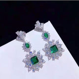 Load image into Gallery viewer, 【ODN-E1555】Emerald Zircon Earrings 2022 Trendy Silver Needle Women&#39;s Retro European and American Niche High-end Earrings
