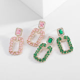 Load image into Gallery viewer, 【ODN-E3185】Light luxury Style High-end Emerald Heavy Industry Earrings Geometric Rectangular Zircon Inlaid S925 Silver Needle Earrings