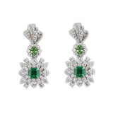 Load image into Gallery viewer, 【ODN-E1555】Emerald Zircon Earrings 2022 Trendy Silver Needle Women&#39;s Retro European and American Niche High-end Earrings