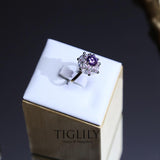 Load image into Gallery viewer, AAA Grade Luxury Purple Zirconia Rhodium Stone Rings for Women