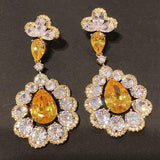 Load image into Gallery viewer, Women&#39;s Earrings Yellow Flower Zirconia Diamond Earring
