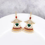 Load image into Gallery viewer, 【ODN-E2149】2022 Spring Festival style ove Country Style Red Zircon Tassel Earrings Female Light Luxury Super Fairy Sweet Lady Earrings