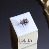 Load image into Gallery viewer, AAA Grade Luxury Purple Zirconia Rhodium Stone Rings for Women