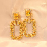 Load image into Gallery viewer, 【ODN-E3185】Light luxury Style High-end Emerald Heavy Industry Earrings Geometric Rectangular Zircon Inlaid S925 Silver Needle Earrings