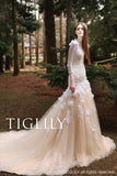 Load image into Gallery viewer, White / Champagne Color Wedding Dress Eva (w325)